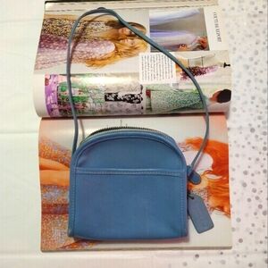 Blue leather shoulder bag - 9017- imitation